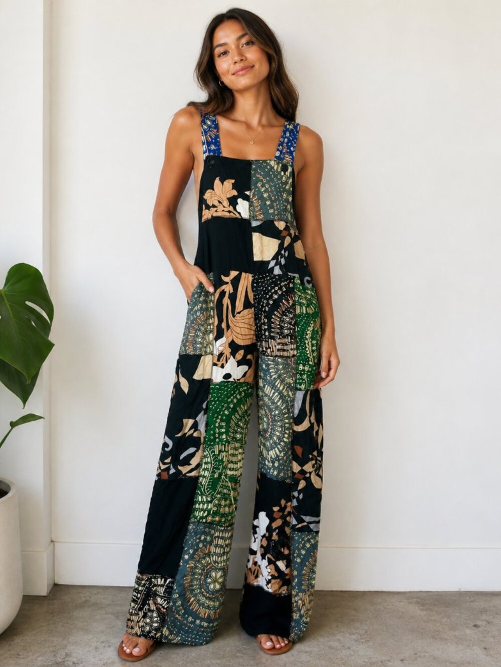 NWT Patchwork batik overalls jumpsuit romper